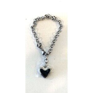 Stainless Steel Rolo Chain Bracelet Ladies Engraved "S" 3" Lobster Claw NWOT